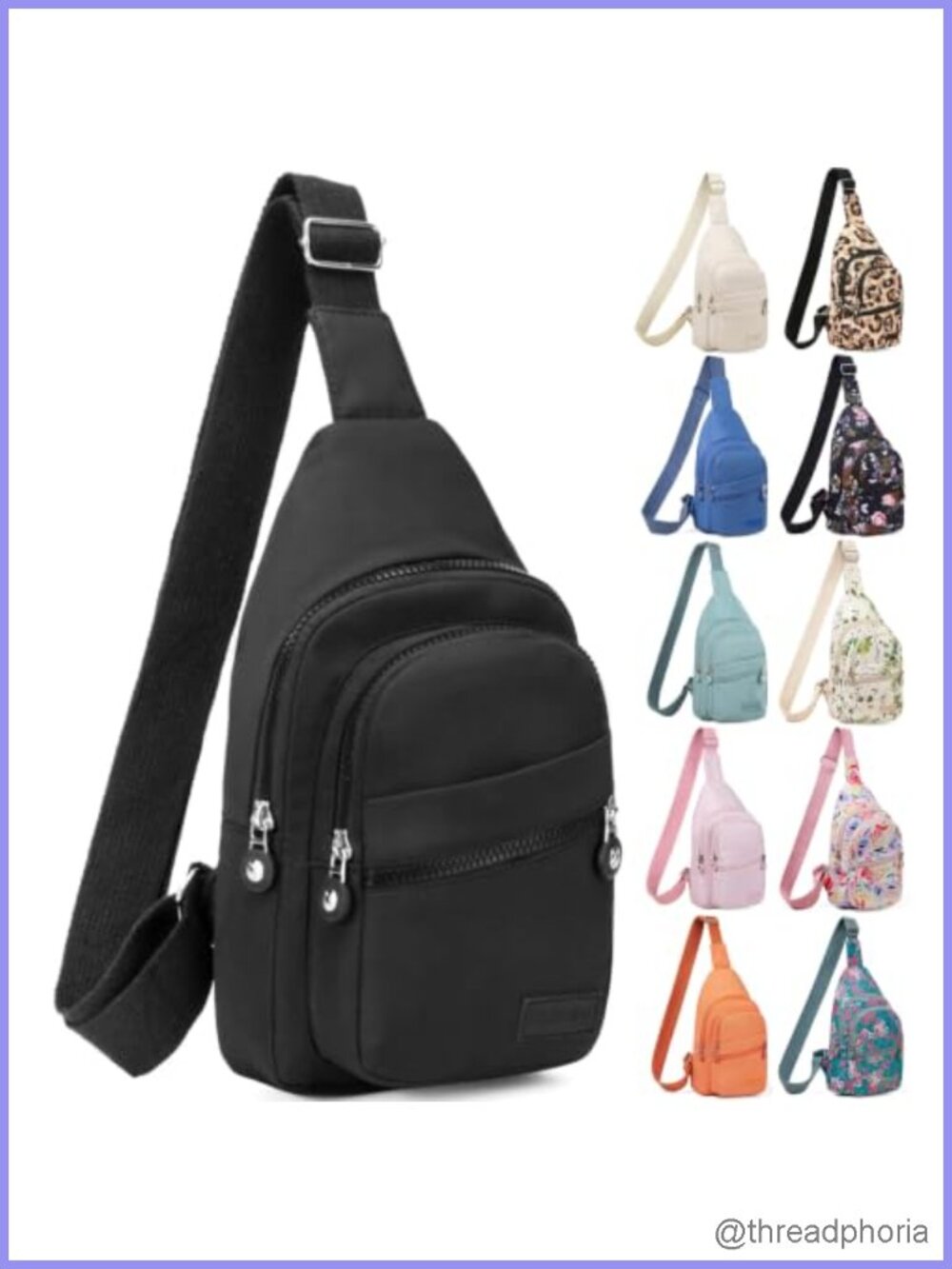 Water Resistant Sling Backpack Crossbody Bag Adjustable Strap Multiple Pockets